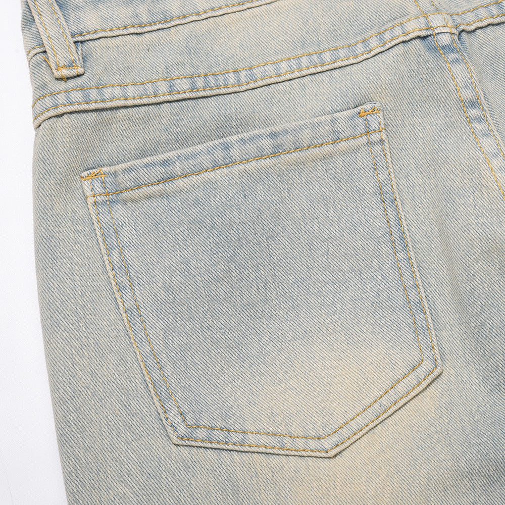 Men Jeans Punk Hole & Patch Loose Casual Distressed