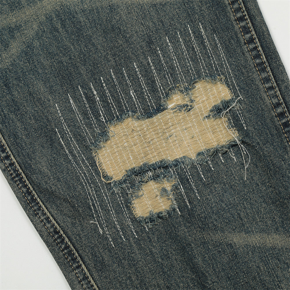 Men Jeans Hole & Patch Old Hip Hop Loose