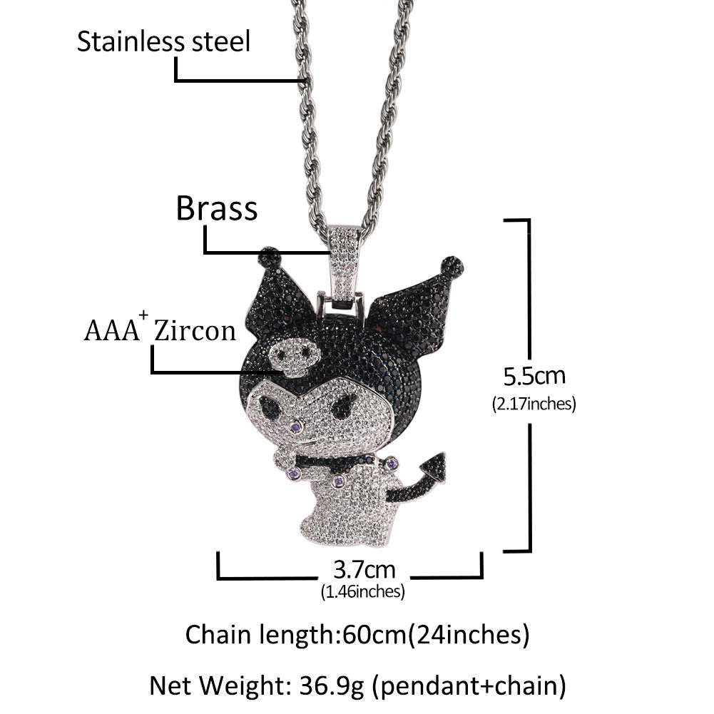 Jewelry Copper Zircon Little Demon Kuromi Necklace Design Sense Angel Pieces St. Valentine's Spectrum