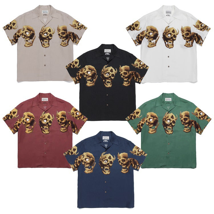 GUILTYPARTIES TIGER Shirts Skull Hawaiian Short Sleeves