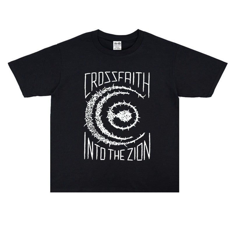 Rock Star T Shirt Crossfaith Electronic Nuclear Combination Printed Short Sleeve T-shirt Cotton Loose