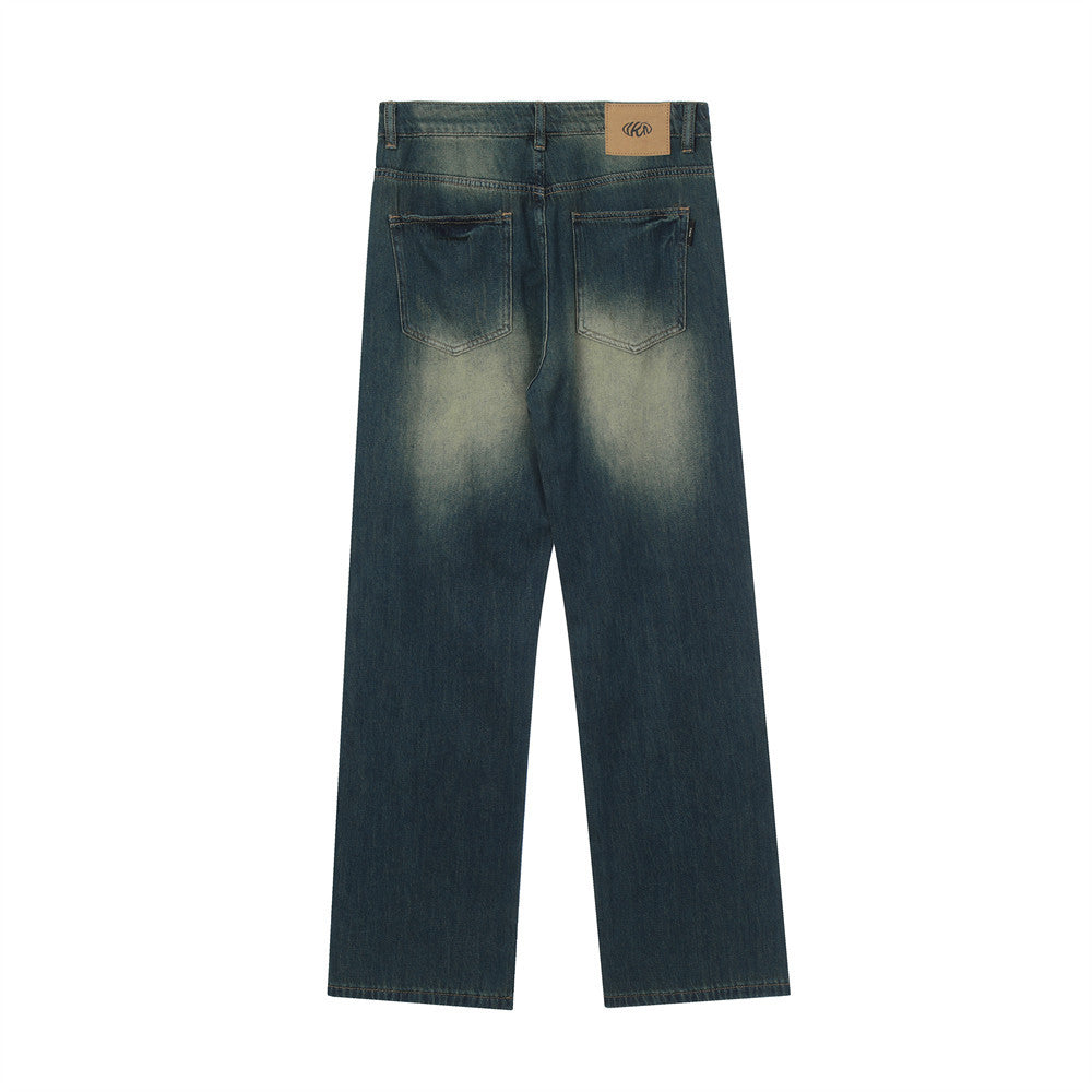 Men Jeans Vintage Washed Retro Loose Casual