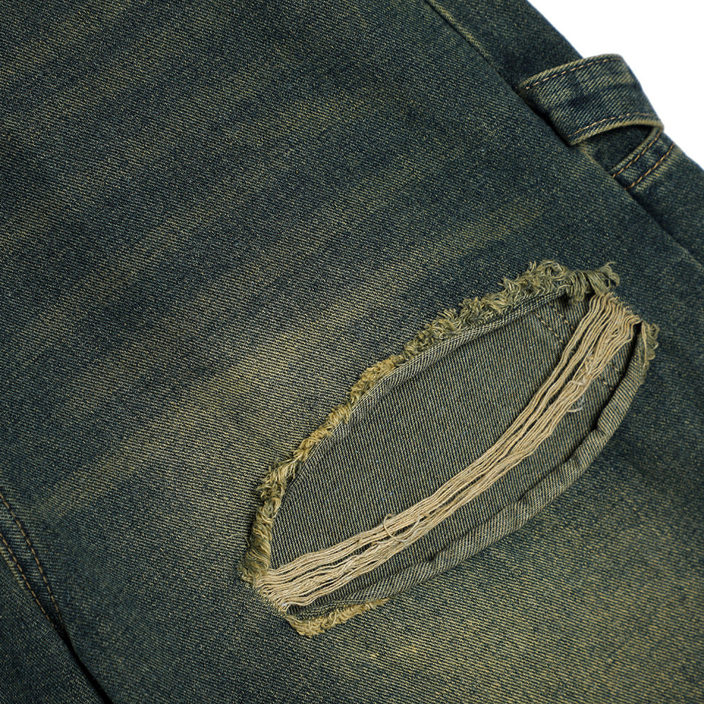 Men Shorts Ripped Denim Shorts Distressed Loose