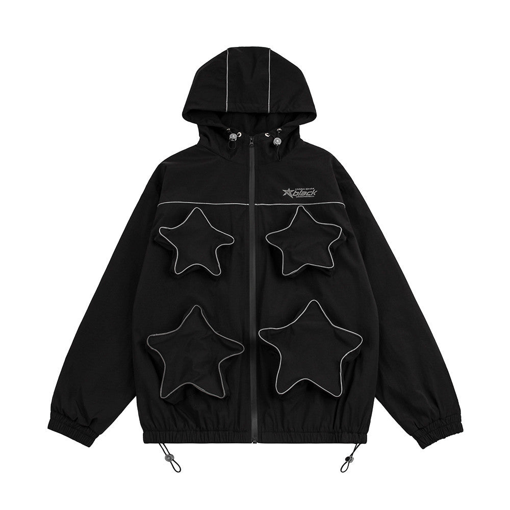 Men Jacket Coat Shell Jacket Jacket Men's Three-Dimensional Zipper Pocket Hooded