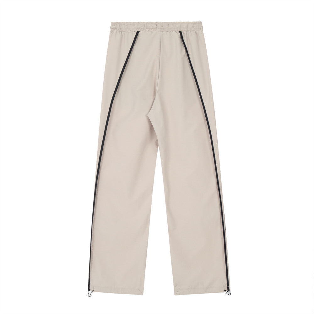 Men Sweatpants Pleated Stitching Exercise Casual Pants Loose Drawstring Ankle Banded Pants