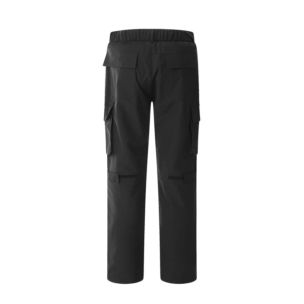 Men Sweatpants Multi-Pocket Workwear Casual Pants Loose Zip Straight-Leg Pants Trousers