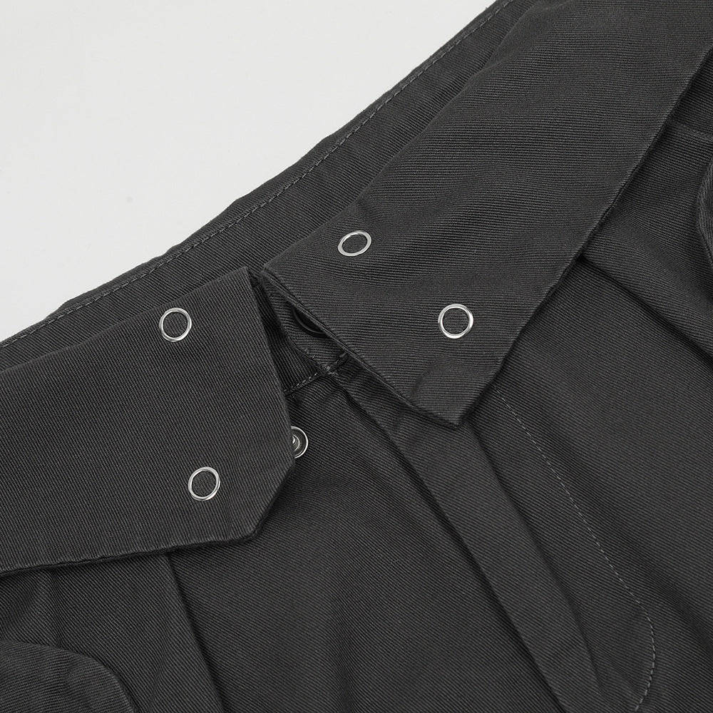 Men Sweatpants Multi-Pocket Straight Casual Loose-Fitting Wide-Leg Trousers