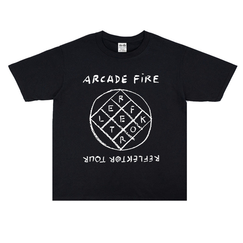 Rock Star T Shirt Arcade Fire Personalized Printed T-shirt Short Sleeve Cotton Men and Women