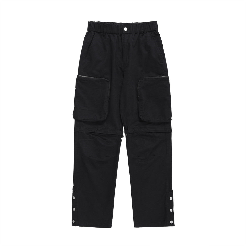 Men Sweatpants Casual Pants Multi-Pocket Zipper Breasted Trousers Straight Pants