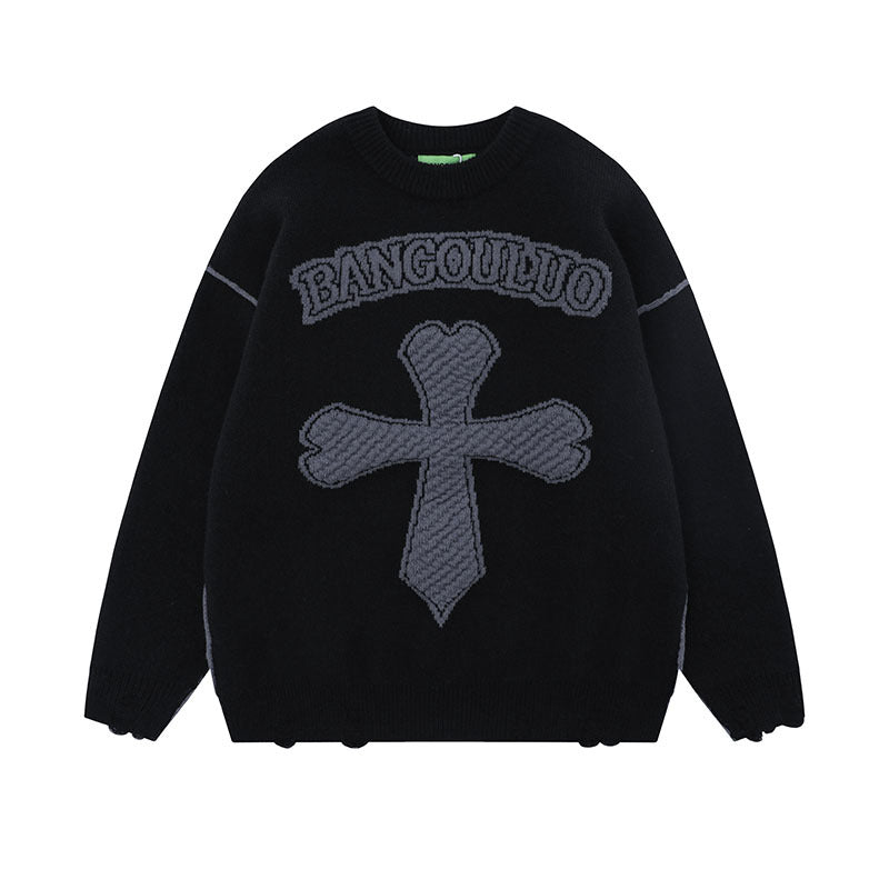 Women Sweater Retro College Style Soft Knit