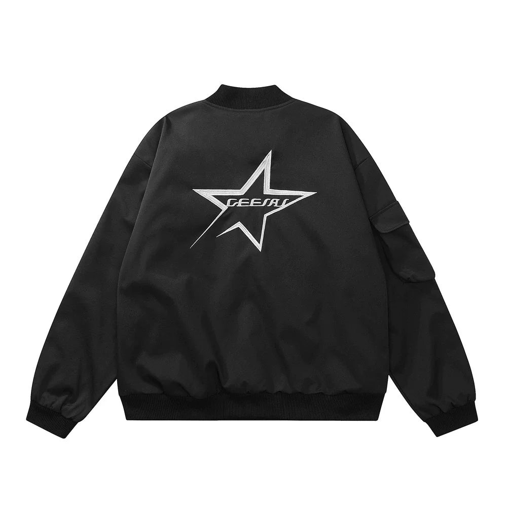 Men Jacket Coat Five-Pointed Star Embroidery Tooling Jacket Men's Baseball Uniforms