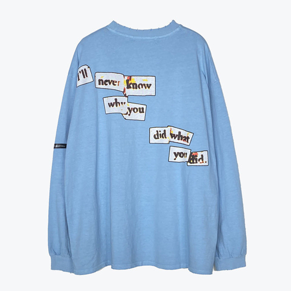 Men Long Sleeve T-Shirt Thermal Imaging Printing Loose Base Shirt