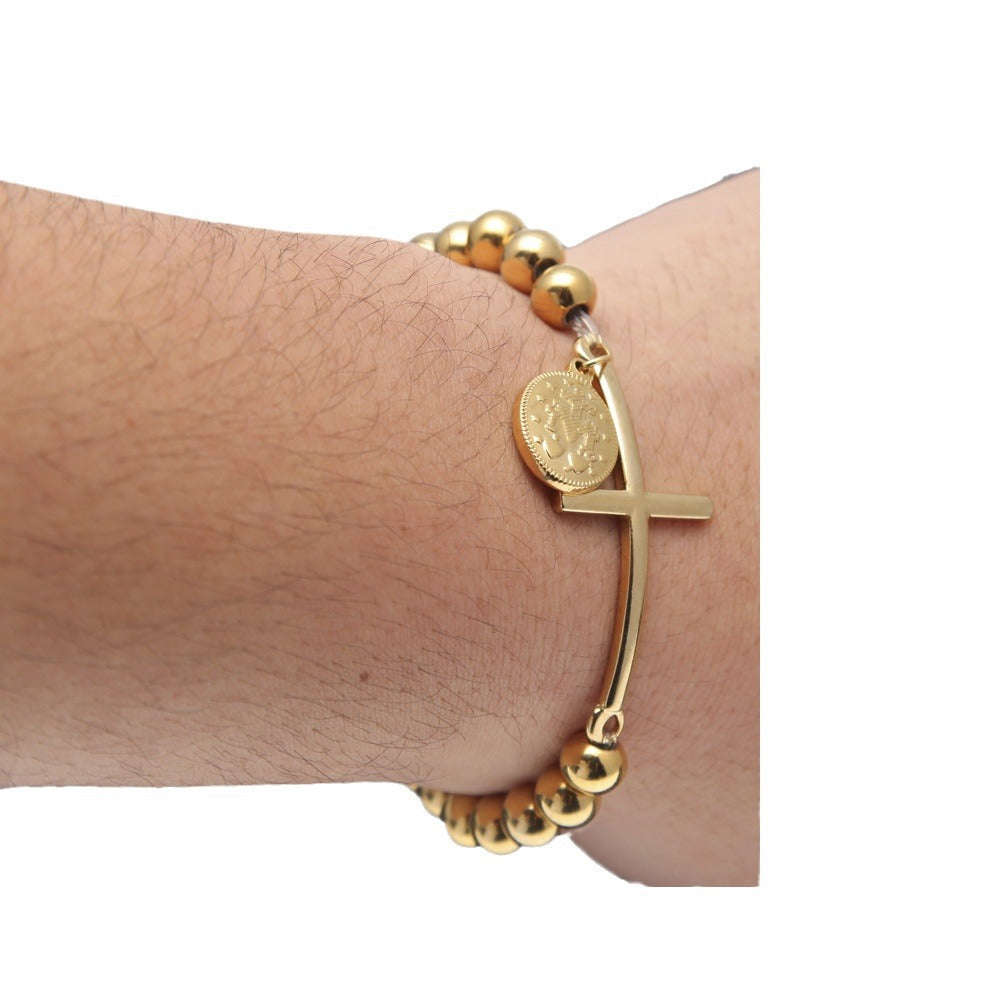 Bracelet Stainless Steel Plated HipHop Bracelet Crosses