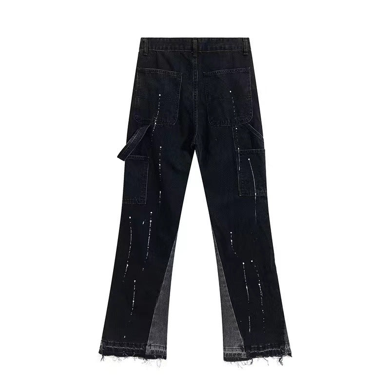Gallery Dept Flared Trousers Splash-Ink Flared Jeans for Men and Women Loose Straight Trousers