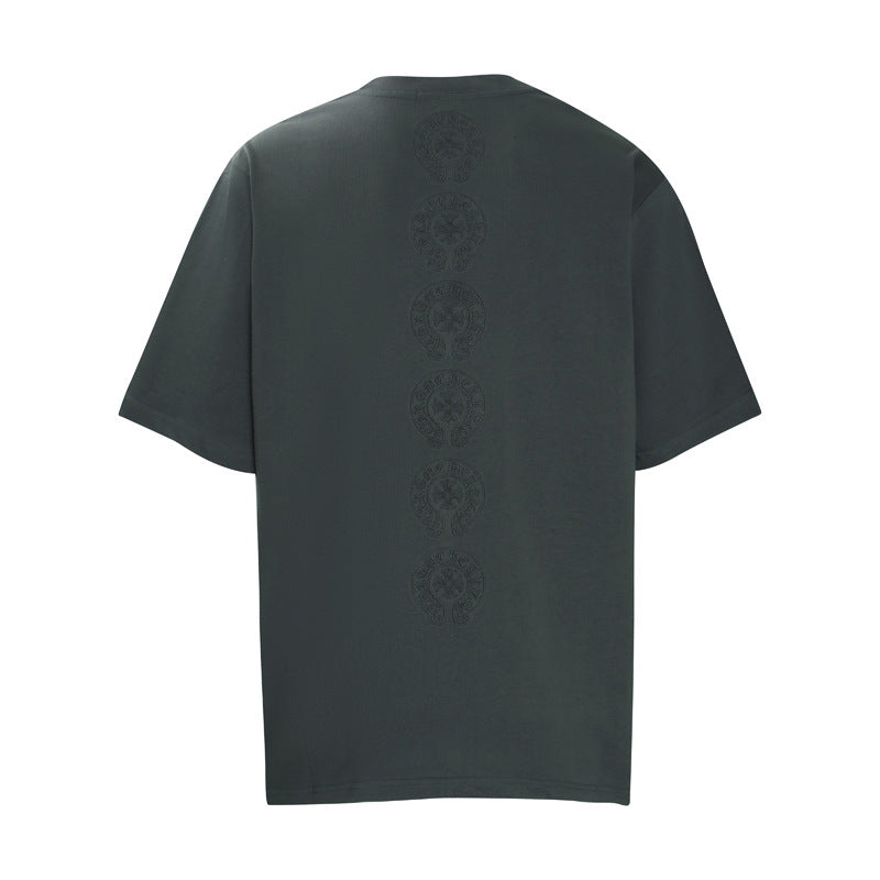 CHH Chrome Heart T Shirts Crowe Cross Print Short Sleeve T-Shirt Loose