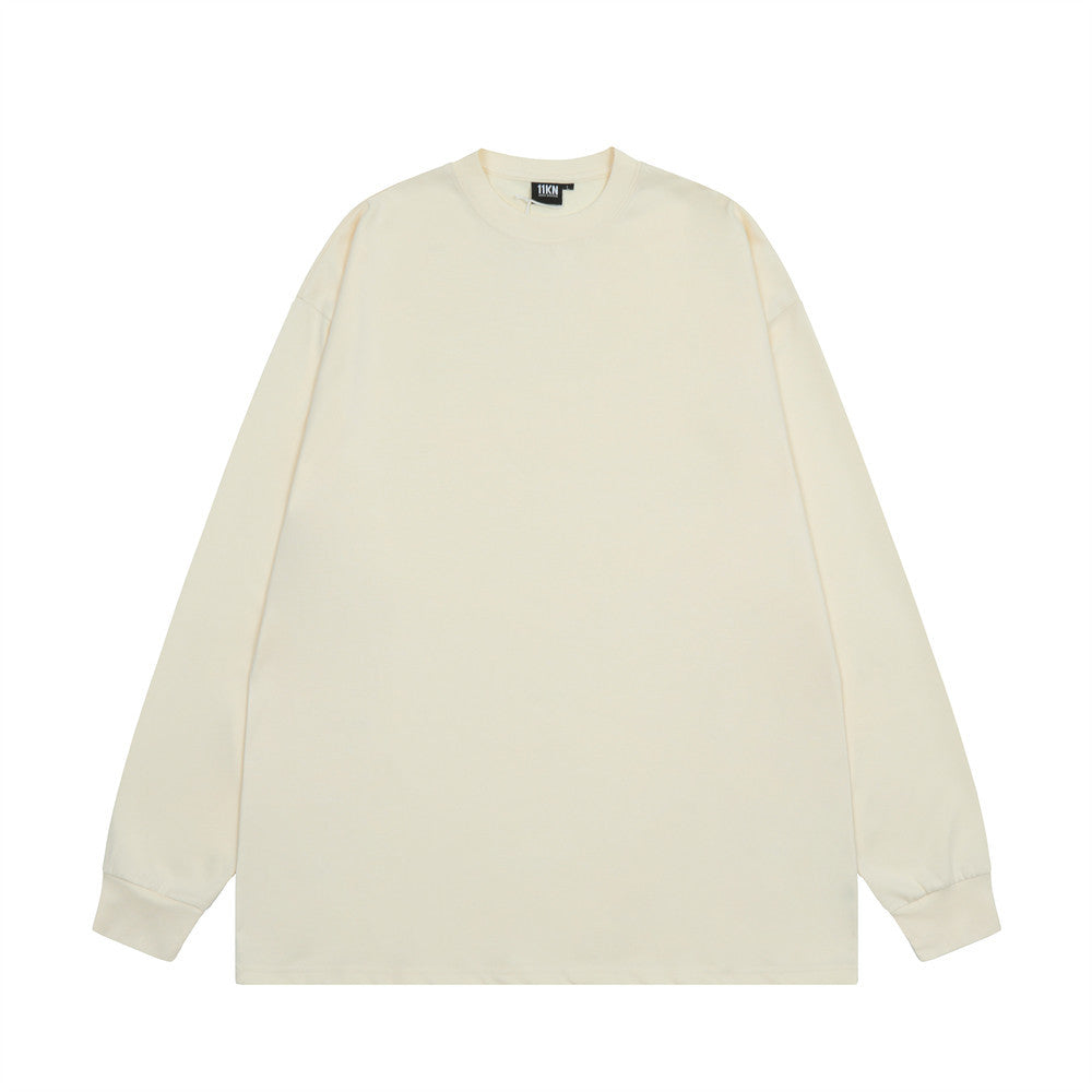 Men Long Sleeve T-Shirt Heavy Solid Color Long Sleeve T-shirt Pure Cotton