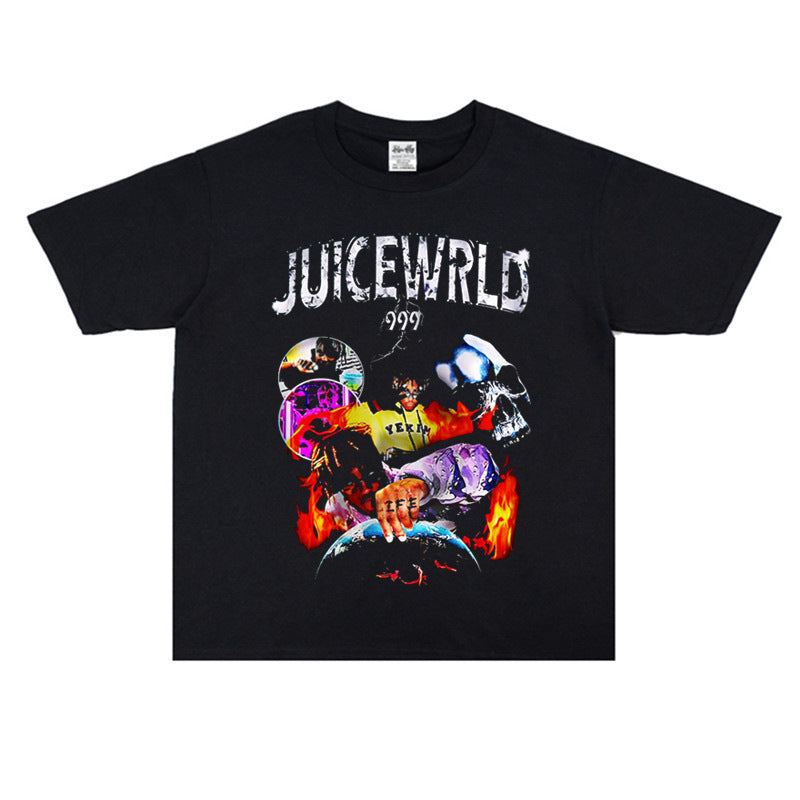 Rock Star T Shirt Juice WRLD Juice Rap Print T-shirt Short Sleeve Cotton Loose round Neck