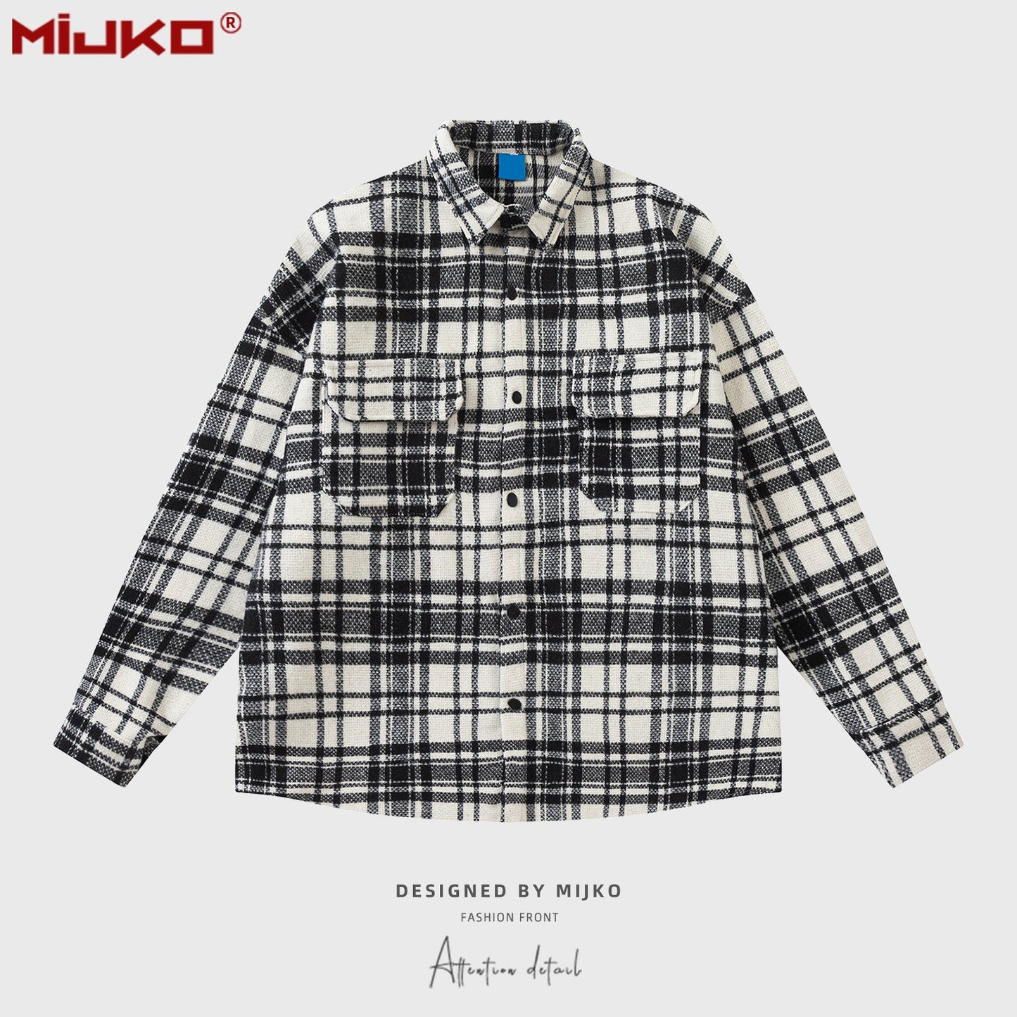 MIJKO Mens Jacket Plaid Unisex Jacket