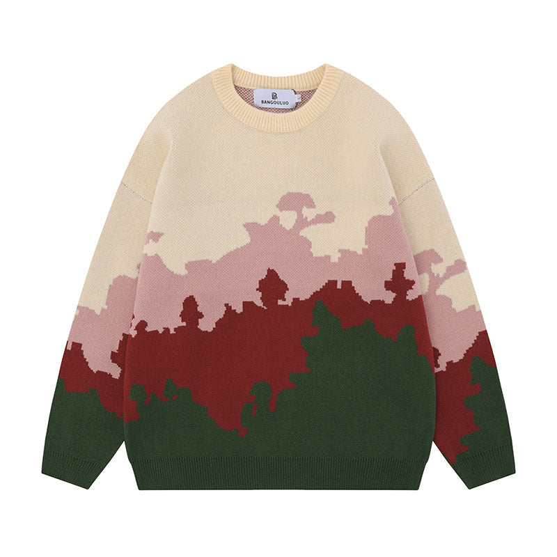 Women Sweater Retro College Style Soft Knit