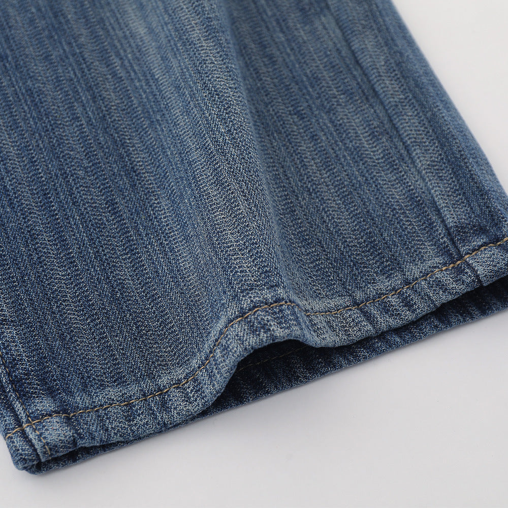 Women Pants Straight Jeans Loose Pockets Casual Trousers
