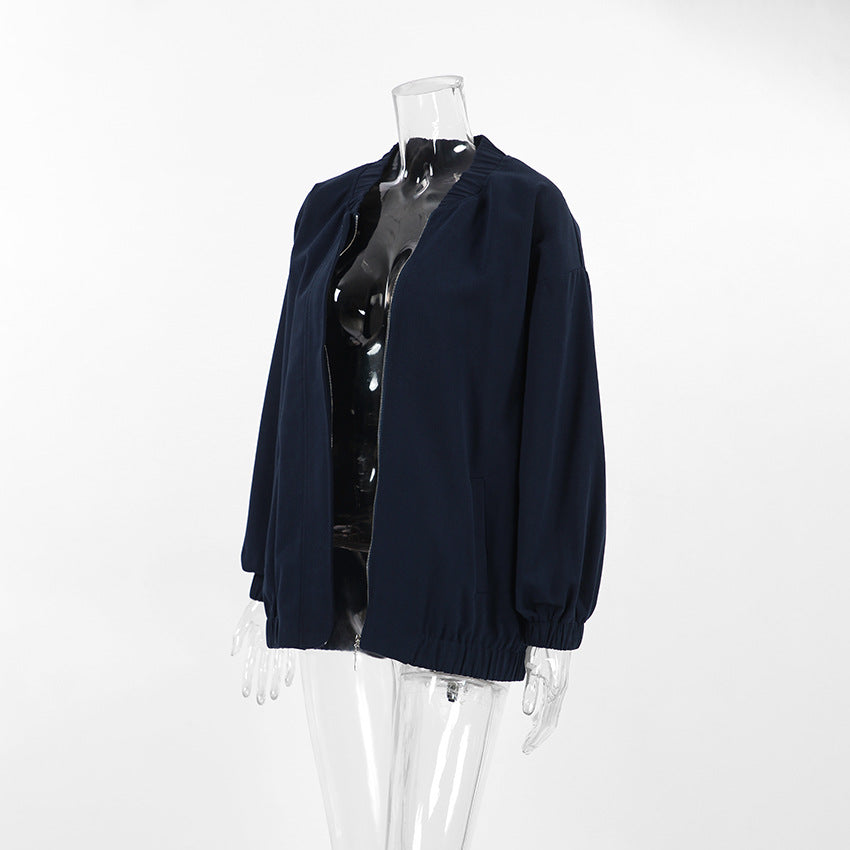 Women Trench Coat Jacket Baseball Uniform Windbreaker Jacket Loose Casual