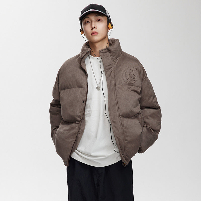 Unisex Coat Three-Dimensional Printing Stand Collar Winter Loose Padded Coat