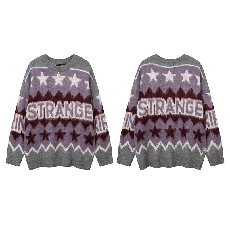 Women Sweater Star Soft Knitted Sweater Vintage