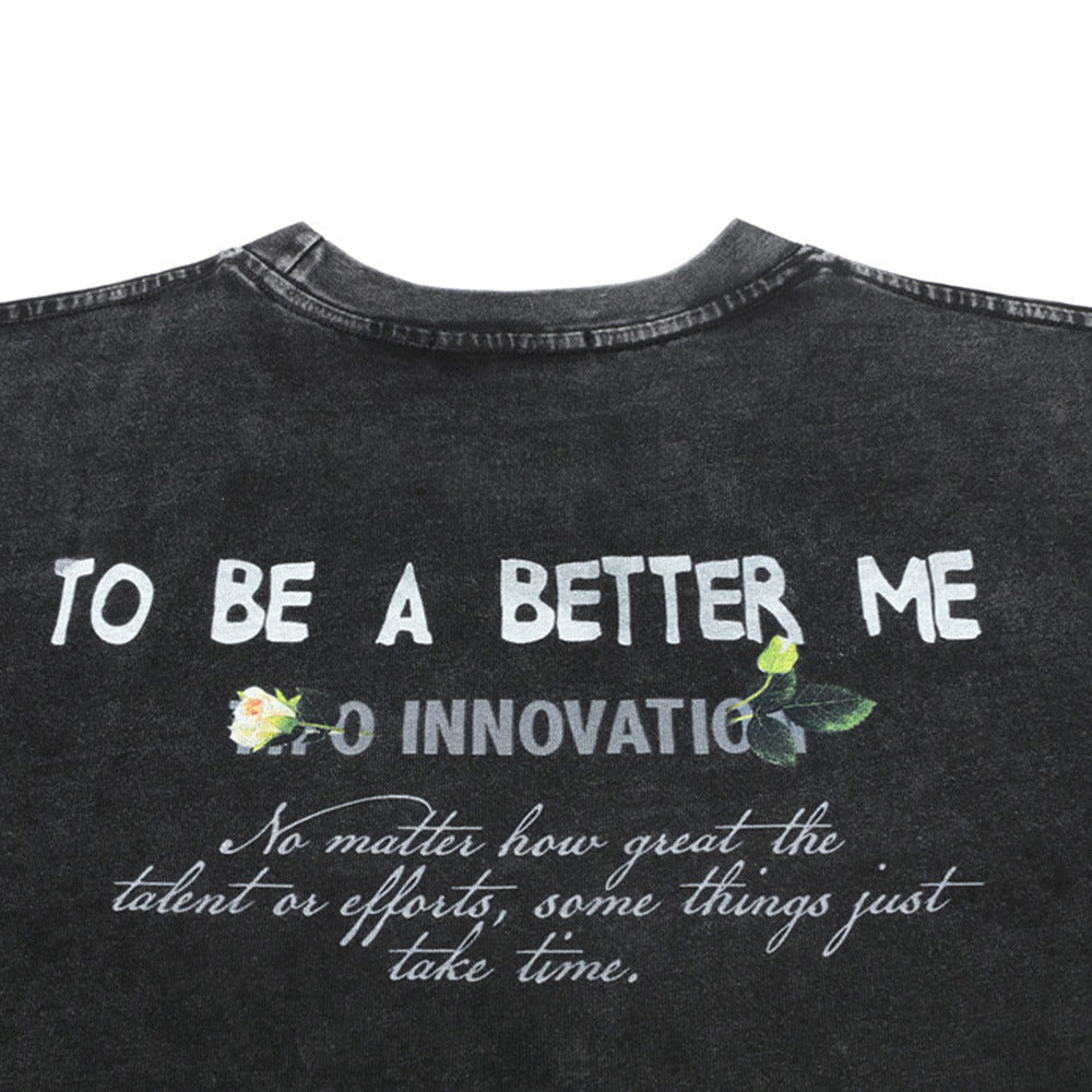 Men Long Sleeve T-Shirt Character Print Distressed Men's Loose Undershirt Top