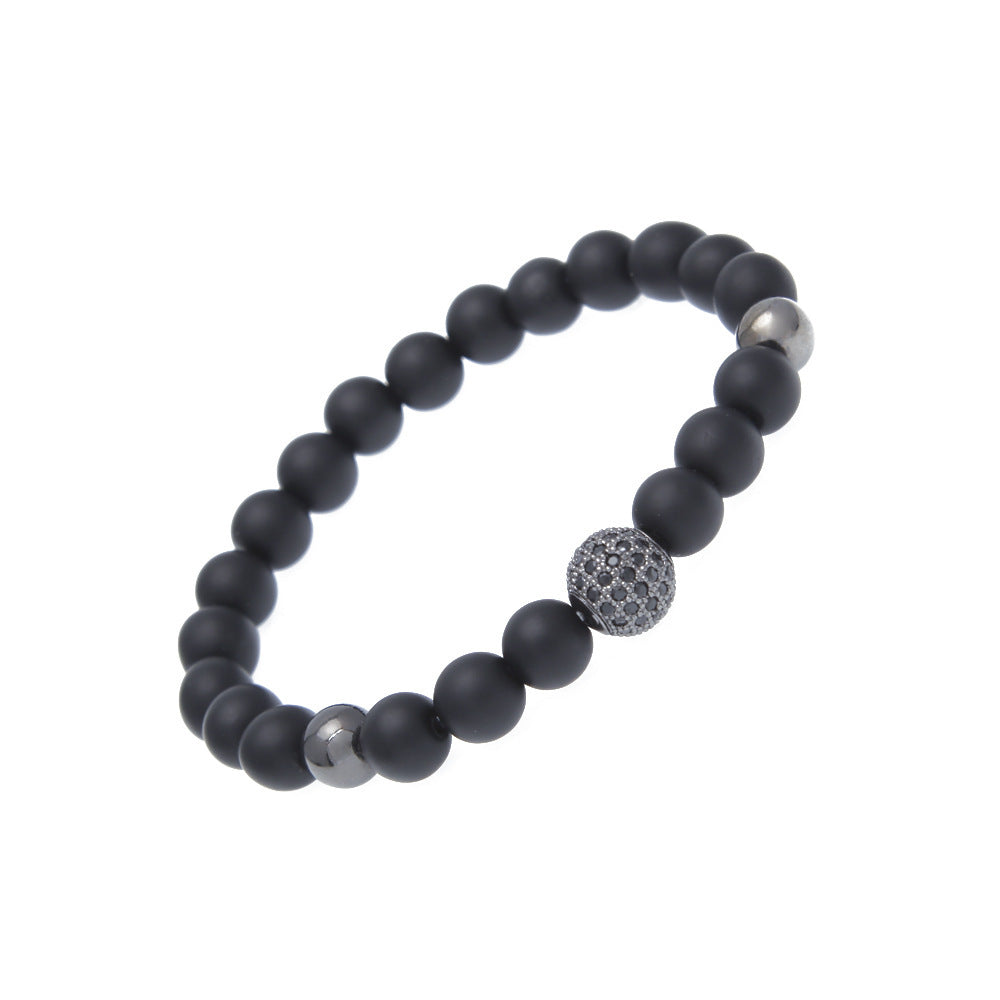 Bracelet Tiger's Eye Volcanic Stone Agate Microencrusted Zircon Hip Hop Royalty
