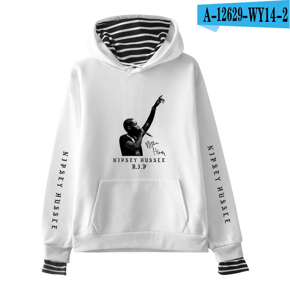 Nipsey Hussle Hoodie Rap Singer Trend False Two-Piece Sweaters