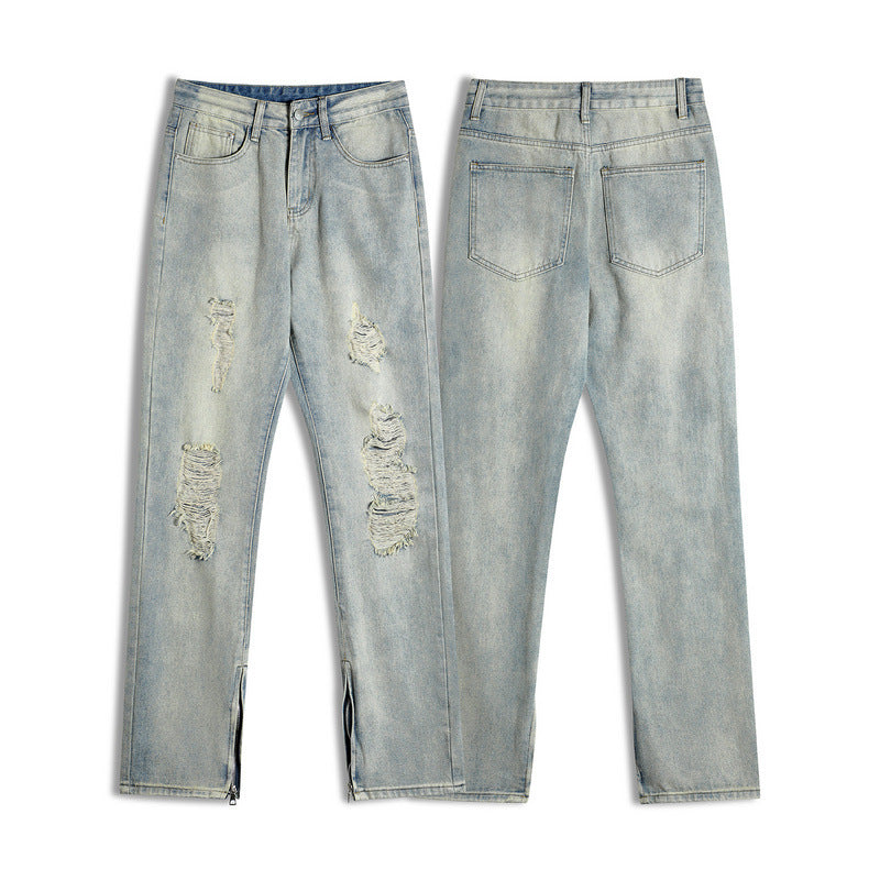 Men Jeans Ripped Jeans Men Baggy Straight Trousers