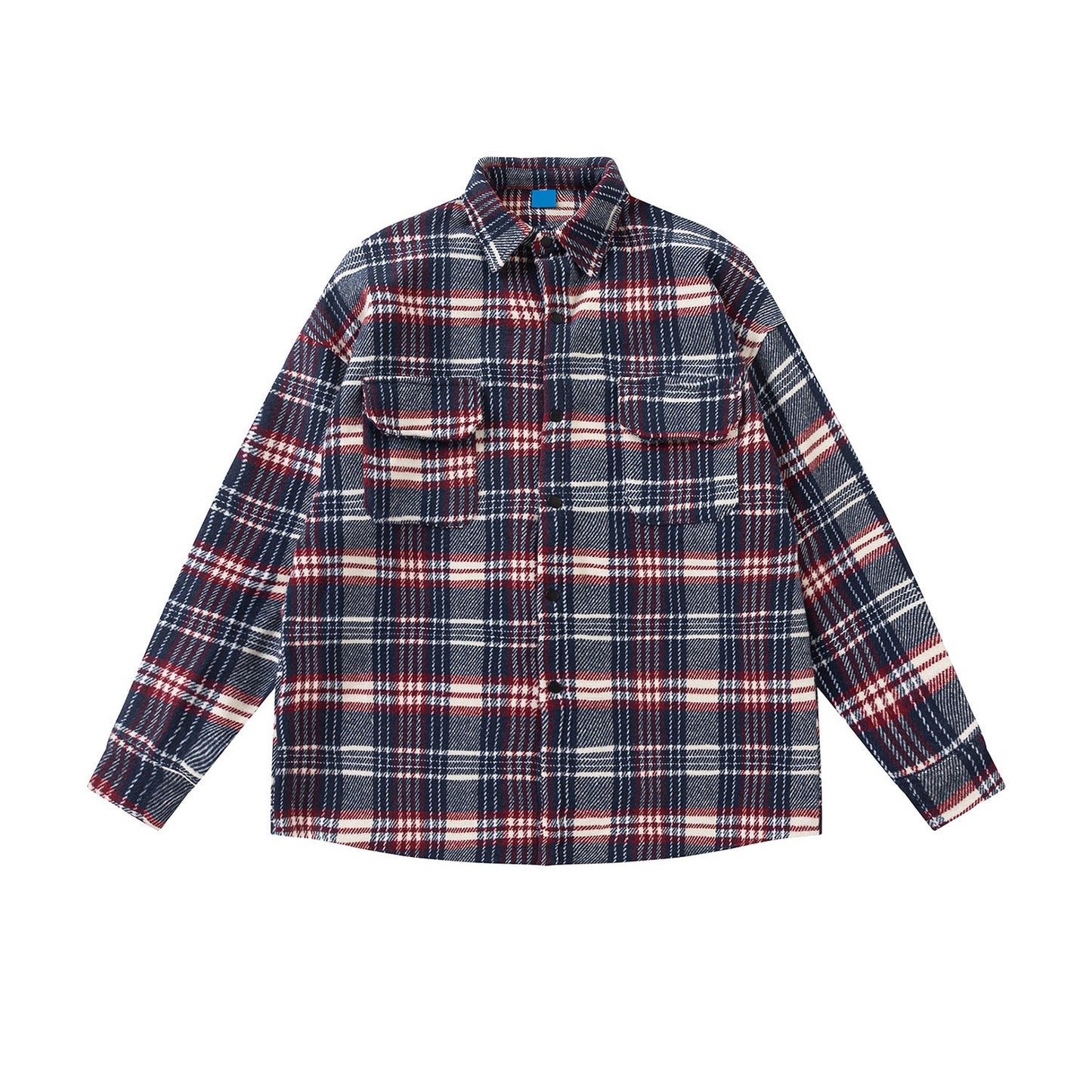 MIJKO Mens Jacket Double Pocket Plaid Jacket