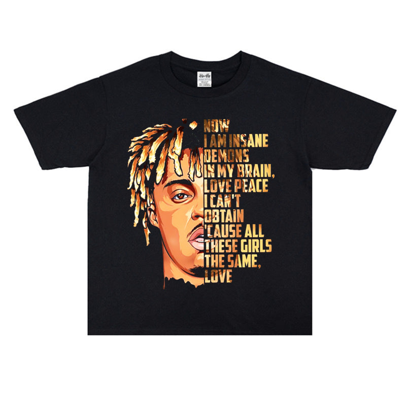 Rock Star T Shirt Juice WRLD Juice Rap Print T-shirt Short Sleeve Cotton Loose round Neck