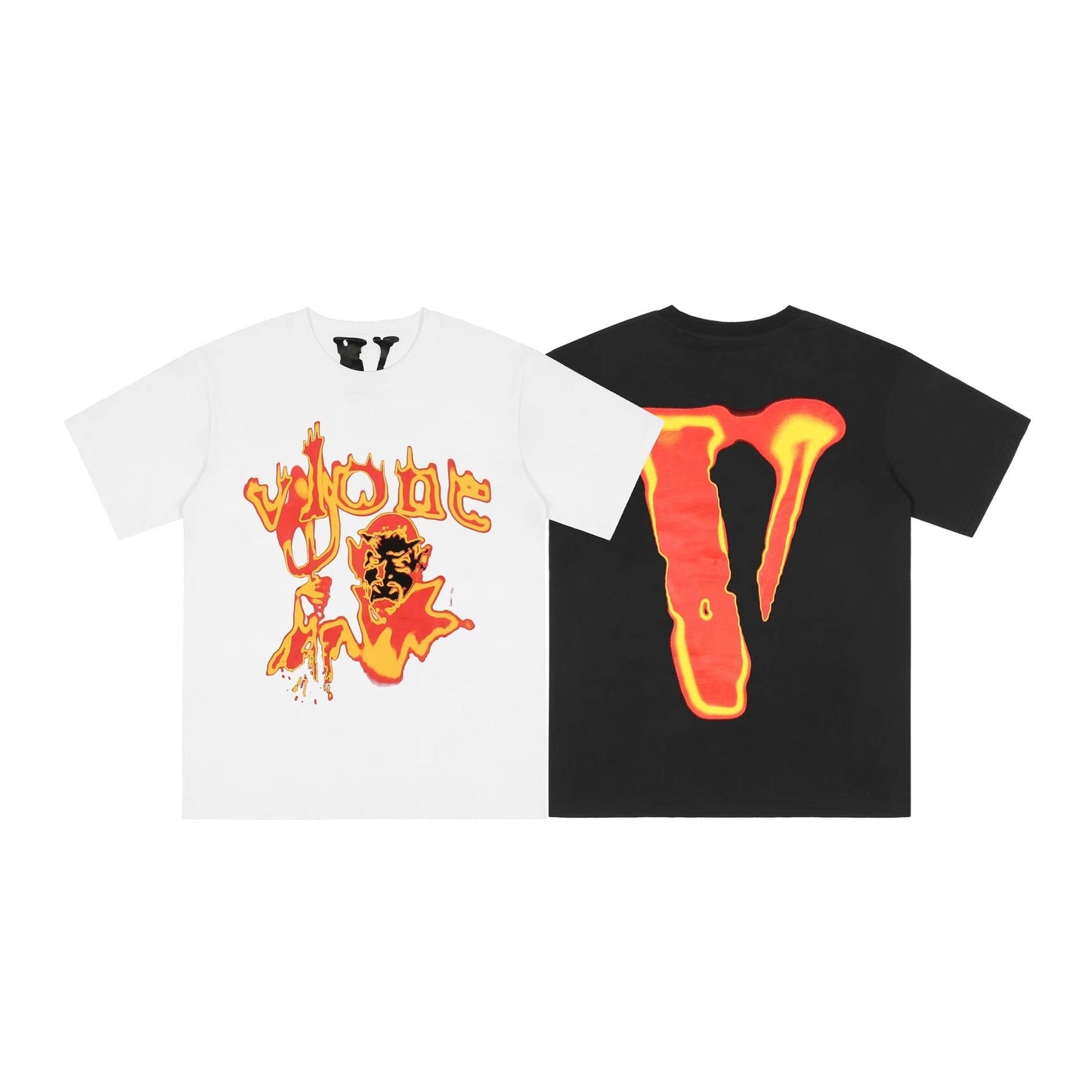 Vlone T Shirts Devil Messenger Large V Printed Short Sleeve T-shirt Men and Women Couple Hip Hop Half Sleeve