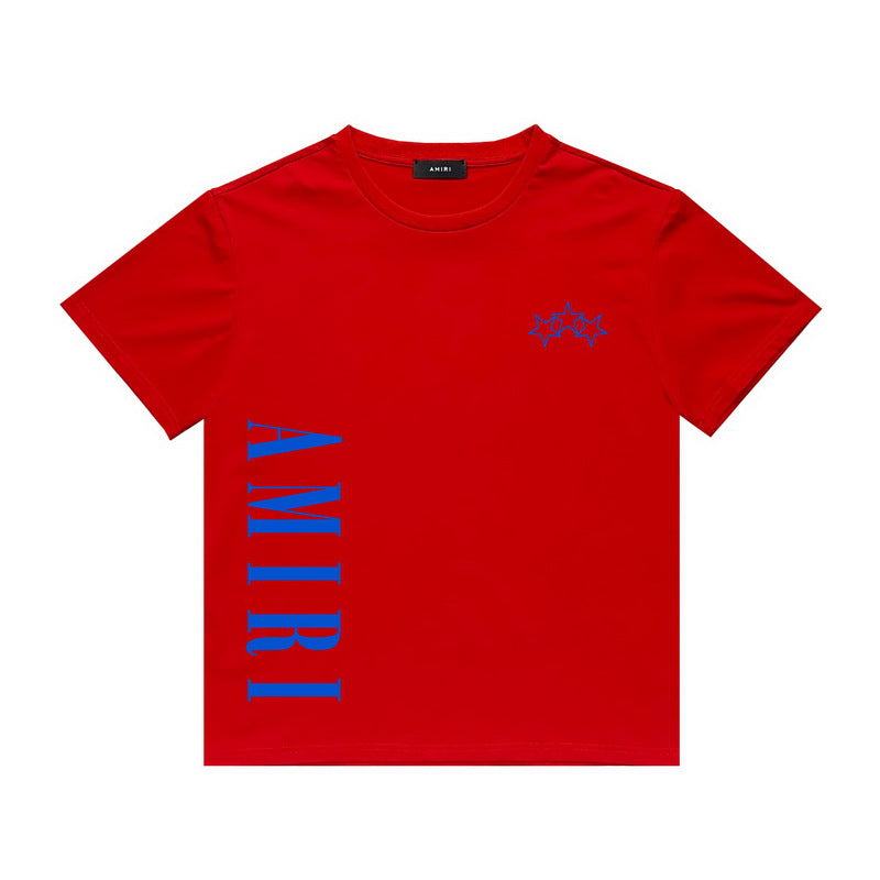 Amiri T Shirt Five-Star Letter Print Casual Hip Hop round Neck Short Sleeve T-shirt