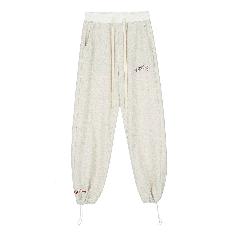 Men Sweatpants Stitching Straight Casual Pants Men's Letter Embroidered Trousers
