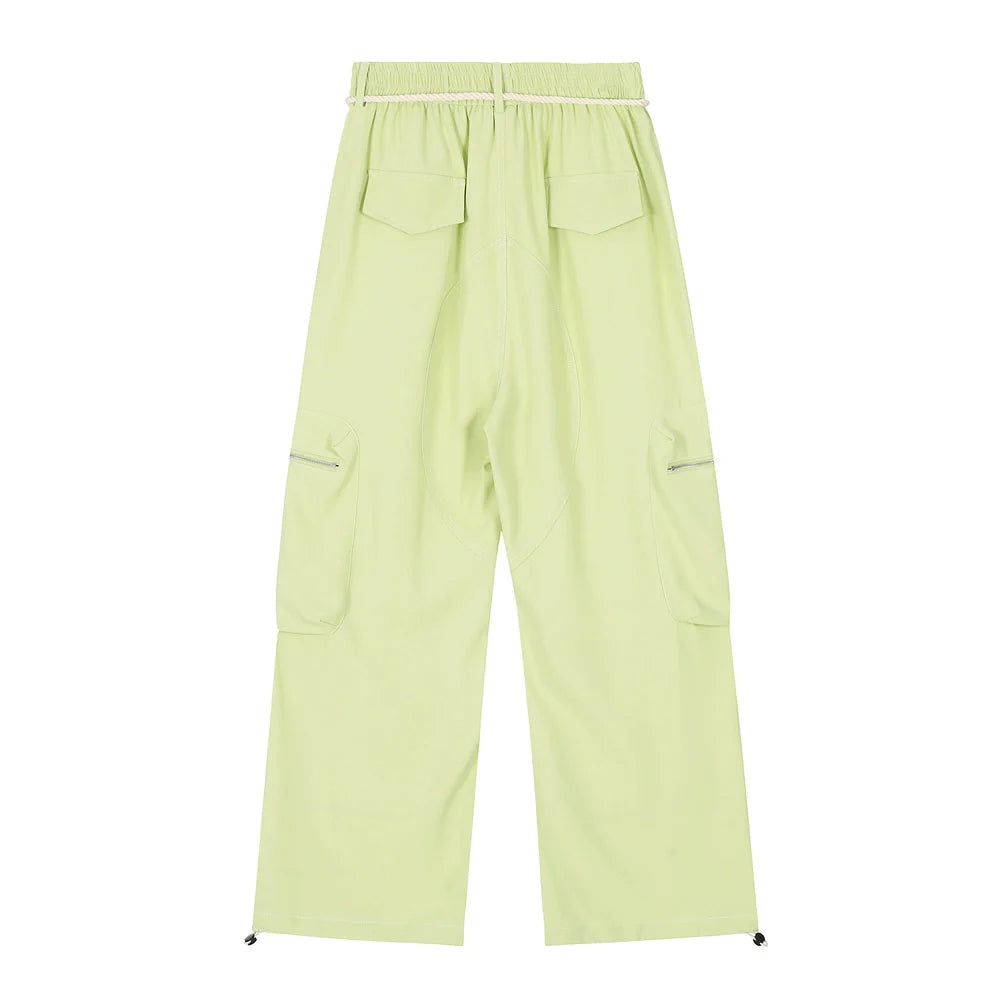 Men Sweatpants Workwear Pants Men's Multi-Pocket Straight-Leg Wide-Leg Pants