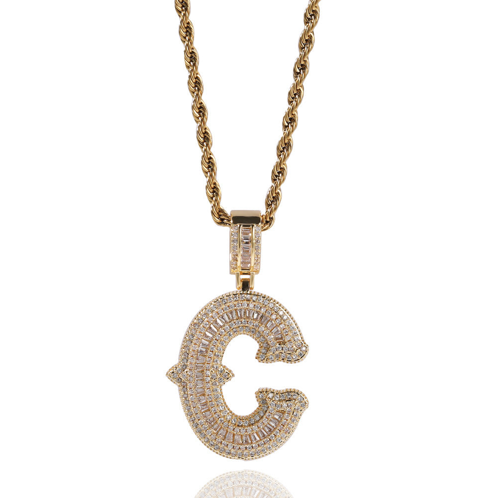 Jewelry Letter Necklace Fashion Full Diamond Barbed Rock Sugar Word Up St. Valentine's Spectrum