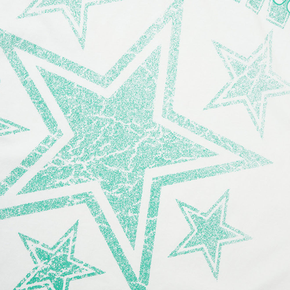Men Long Sleeve T-Shirt Five-Pointed Star Print Casual Loose
