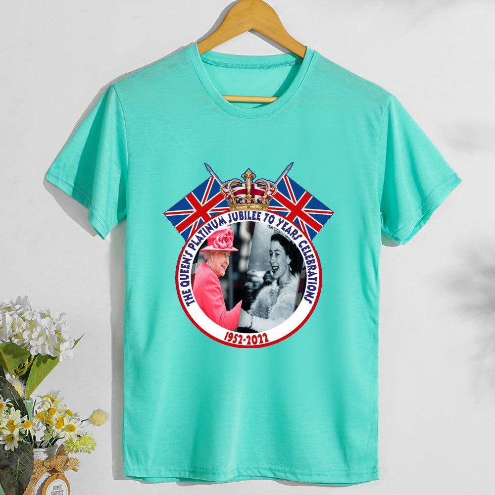 Inspired by Queen's Platinum Jubilee 2022 Elizabeth 70 Years T-shirt T-shirt Short Sleeve plus Size Loose