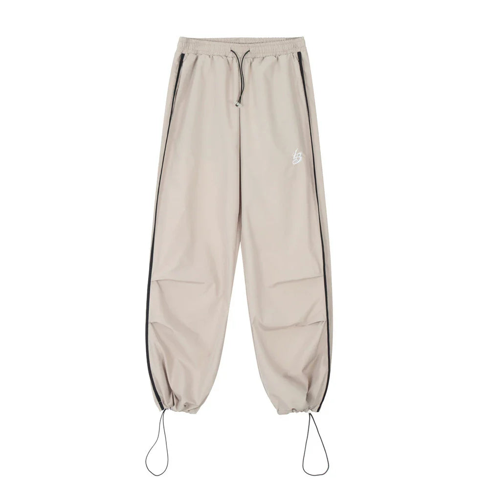 Men Sweatpants Pleated Stitching Exercise Casual Pants Loose Drawstring Ankle Banded Pants