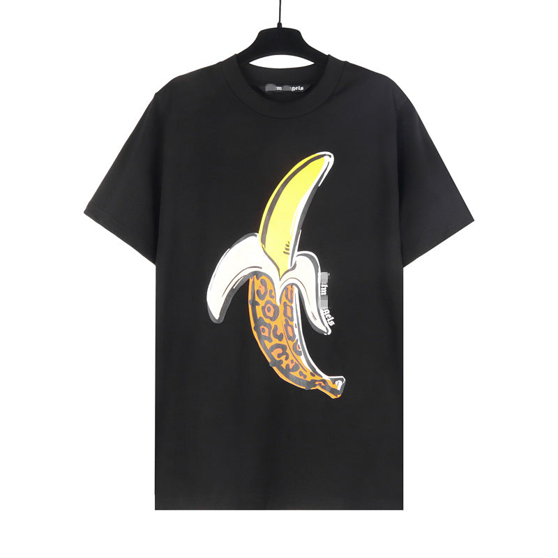 Palm Angle T Shirts Leopard Banana Pattern Loose