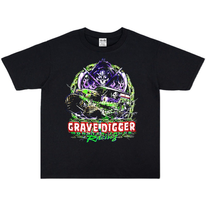 Rock Star T Shirt Gravedigger Band Printed T-shirt Washed Old