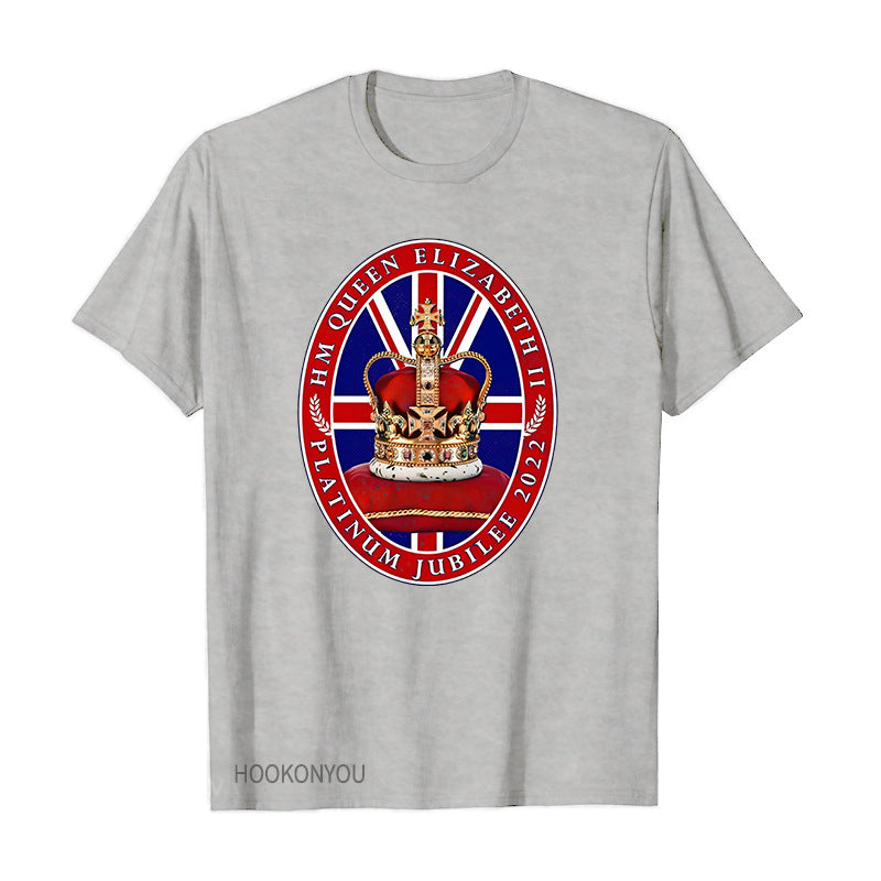 Inspired by Queen's Platinum Jubilee 2022 Elizabeth 70 Years T-shirt Printed round Neck Short Sleeve T-shirt