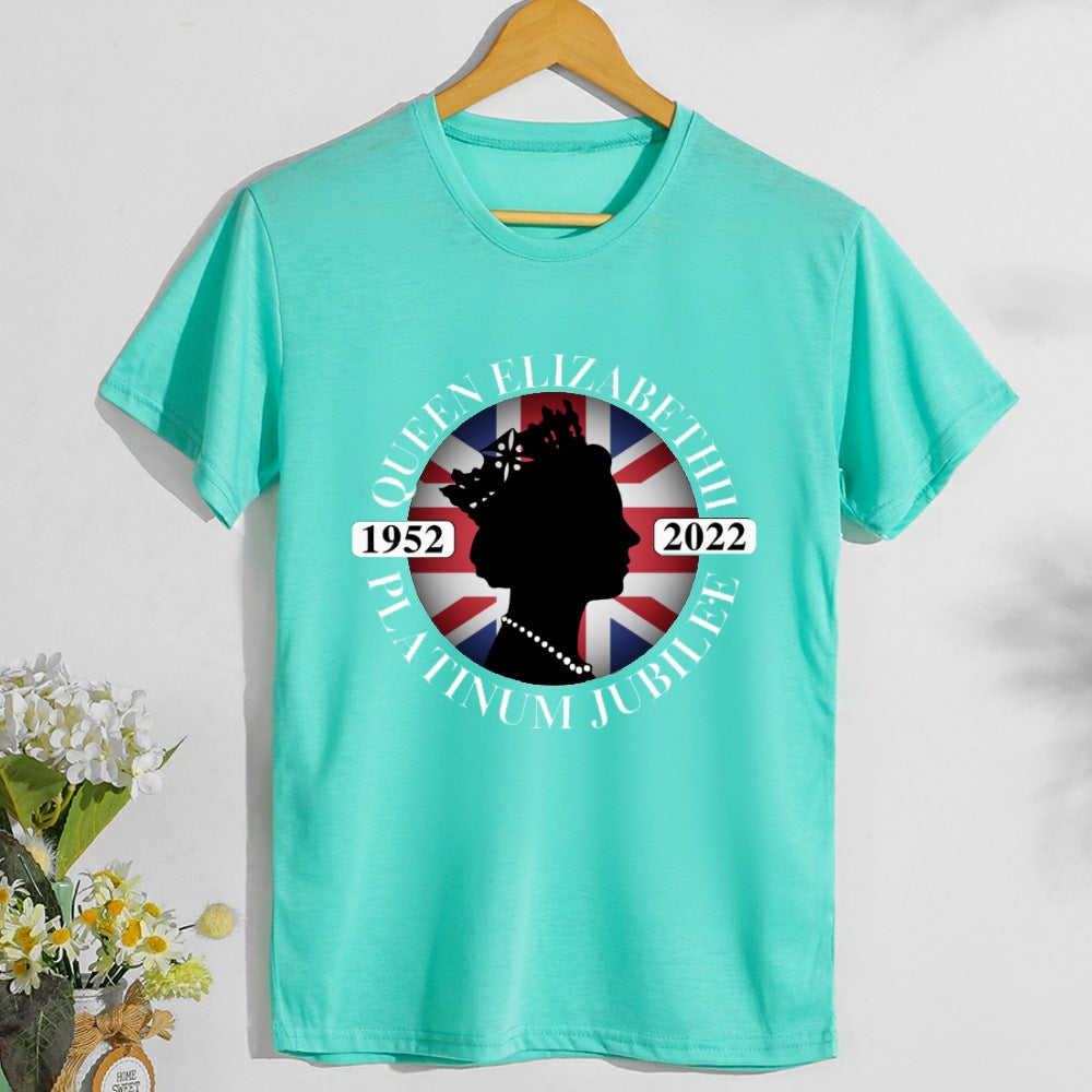 Inspired by Queen's Platinum Jubilee 2022 Elizabeth 70 Years T-shirt Summer Male and Female Large Size