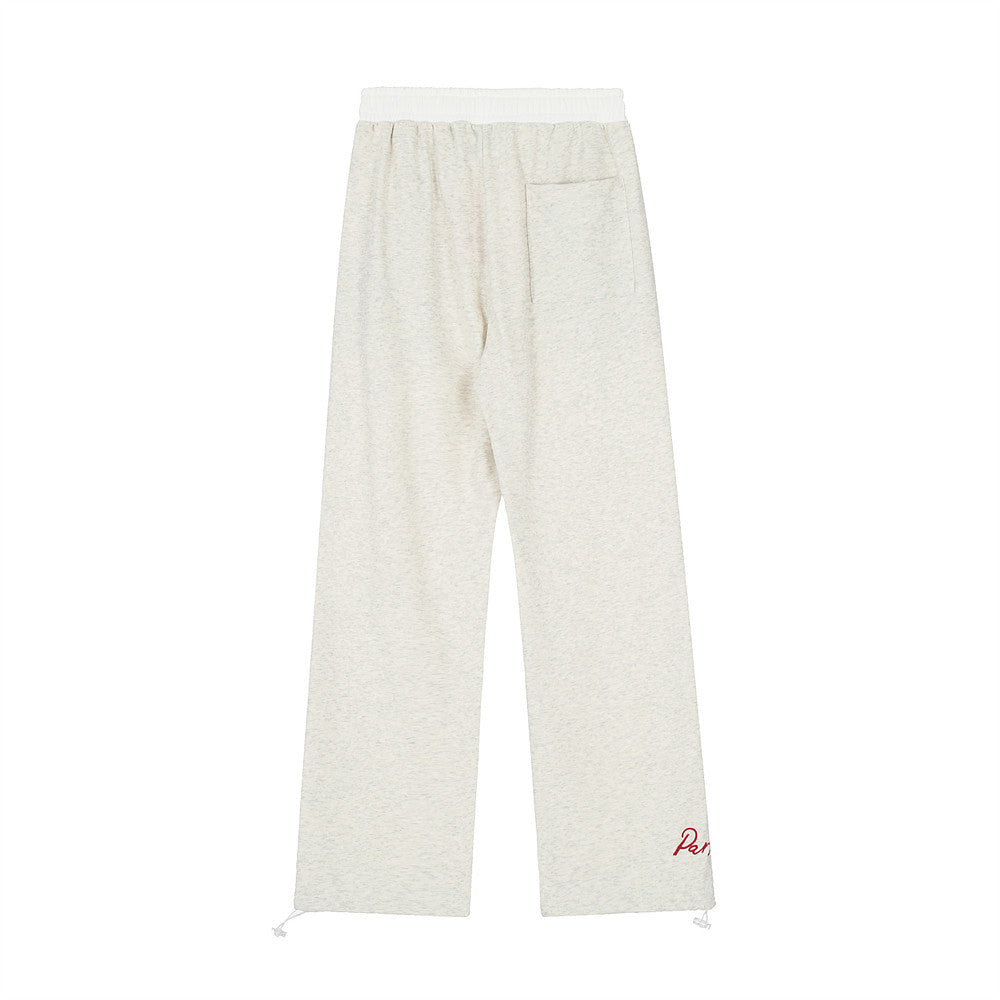 Men Sweatpants Stitching Straight Casual Pants Men's Letter Embroidered Trousers