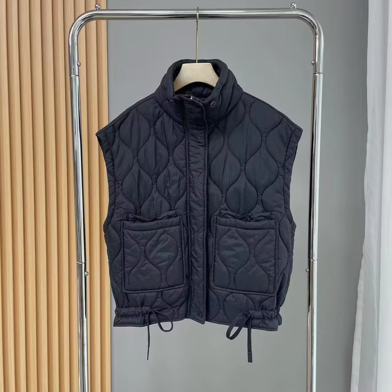 Women Cotton Coat Loose Lapel Diamond Vest