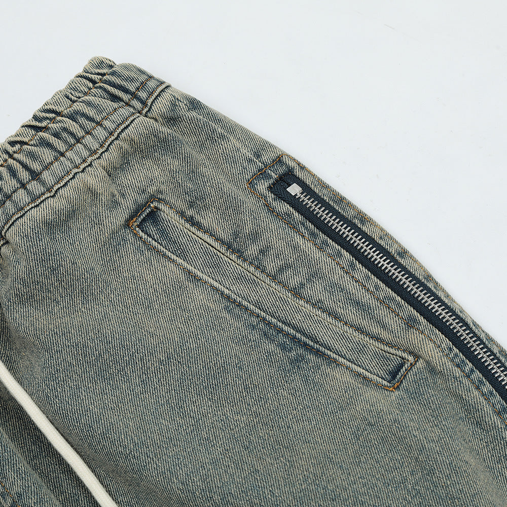 Men Jeans Retro Side Zipper Decorations Loose Cool