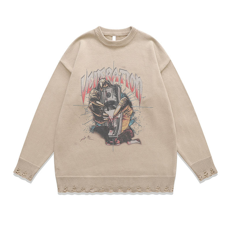 Women Sweater Vintage Knitted Sweater Oversize