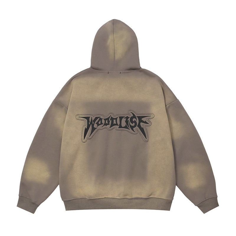 Men Hoodie Letter Embroidery Sports Hooded Sweater Cardigan